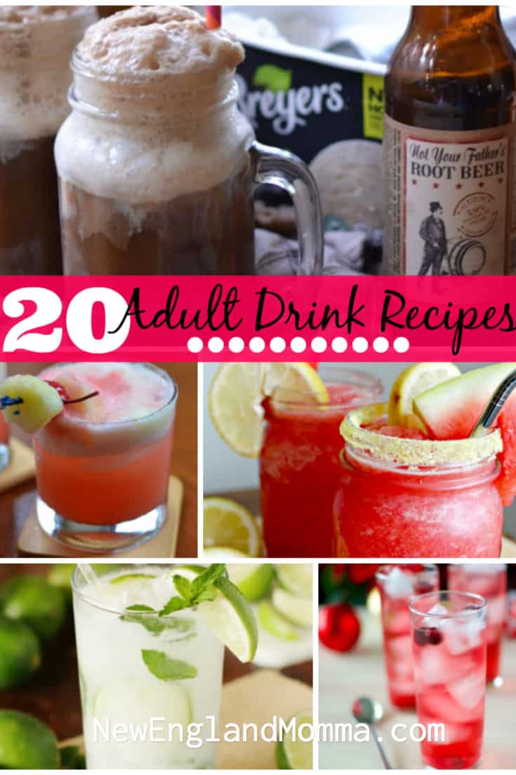 Raise your hand if you need a girls night in with some cocktails! Well I have you covered with 20 adult beverage recipes. From whiskey to vodka to root beer floats, this list has a drink for everyone.