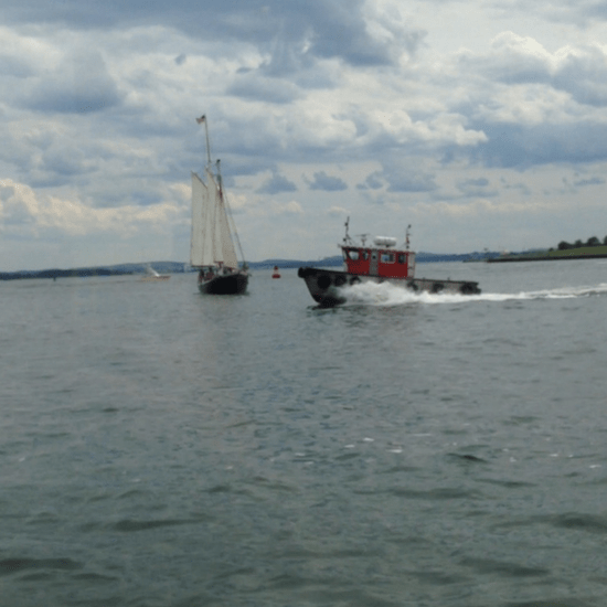 Boston is a very active port and there are many boats large and small in the harbor.