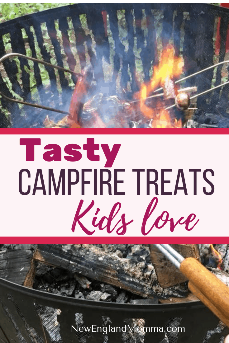 Tasty Campfire Treats Your Kids Will Love | Hot dogs to pizza pockets, pie iron sandwiches and s'mores; there are so many tasty campfire treats your kids will enjoy when you go camping.  #CampfireTreats #Smores #TastyTreats #Hotdogsonastick #Camping #CampCooking #CampingwithKids