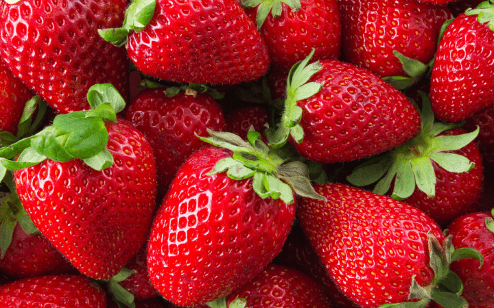 bunch of fresh picked strawberries