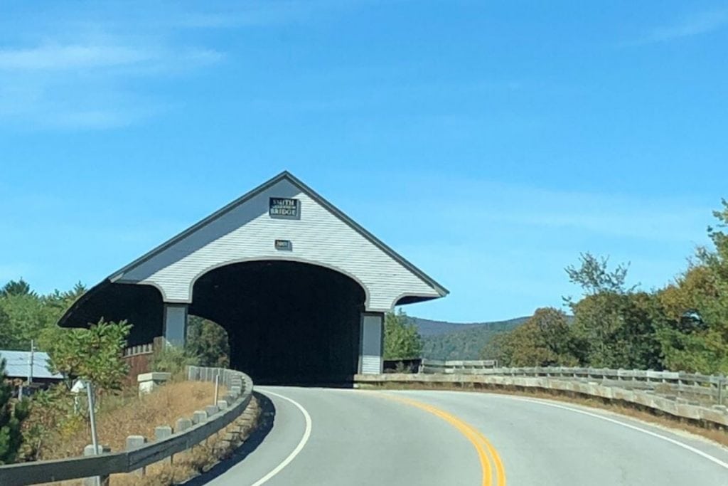 a white covered bridge off the beaten path